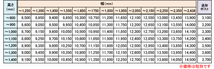 バイナルフェンスの価格表
